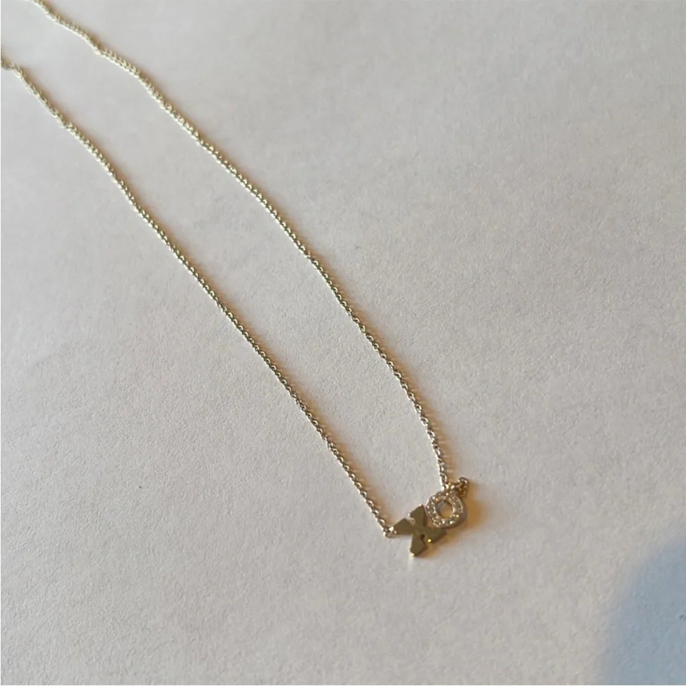 Zoe chicco XO necklace 14k yellow gold white pave diamonds - Picture 3 of 7